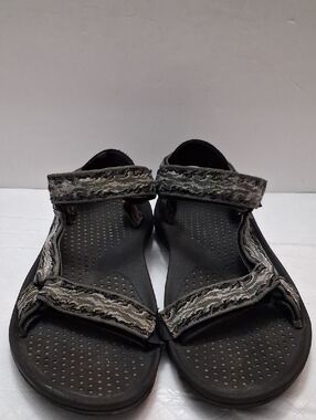 Teva Size 10 Men's Sandals with Gray Patterned  Straps With Black Sole.
